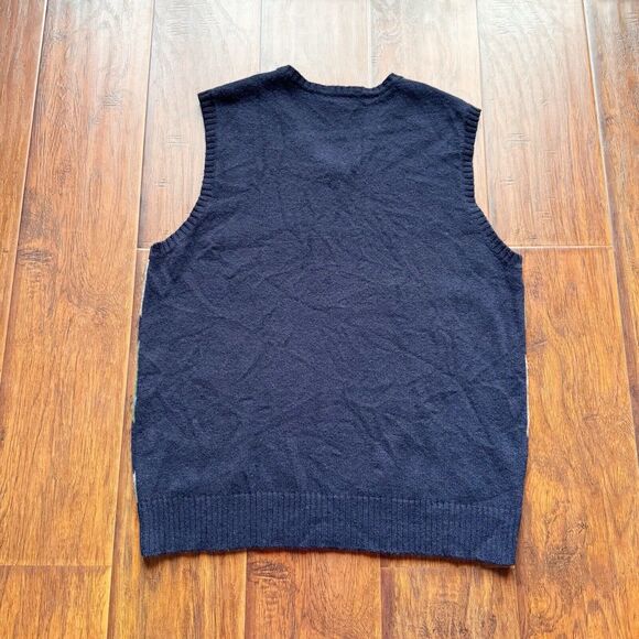 J Crew 100% Lambs Wools Mens‎ Argyle Sweater Vest Sz L Academia Preppy Classic - Picture 10 of 15